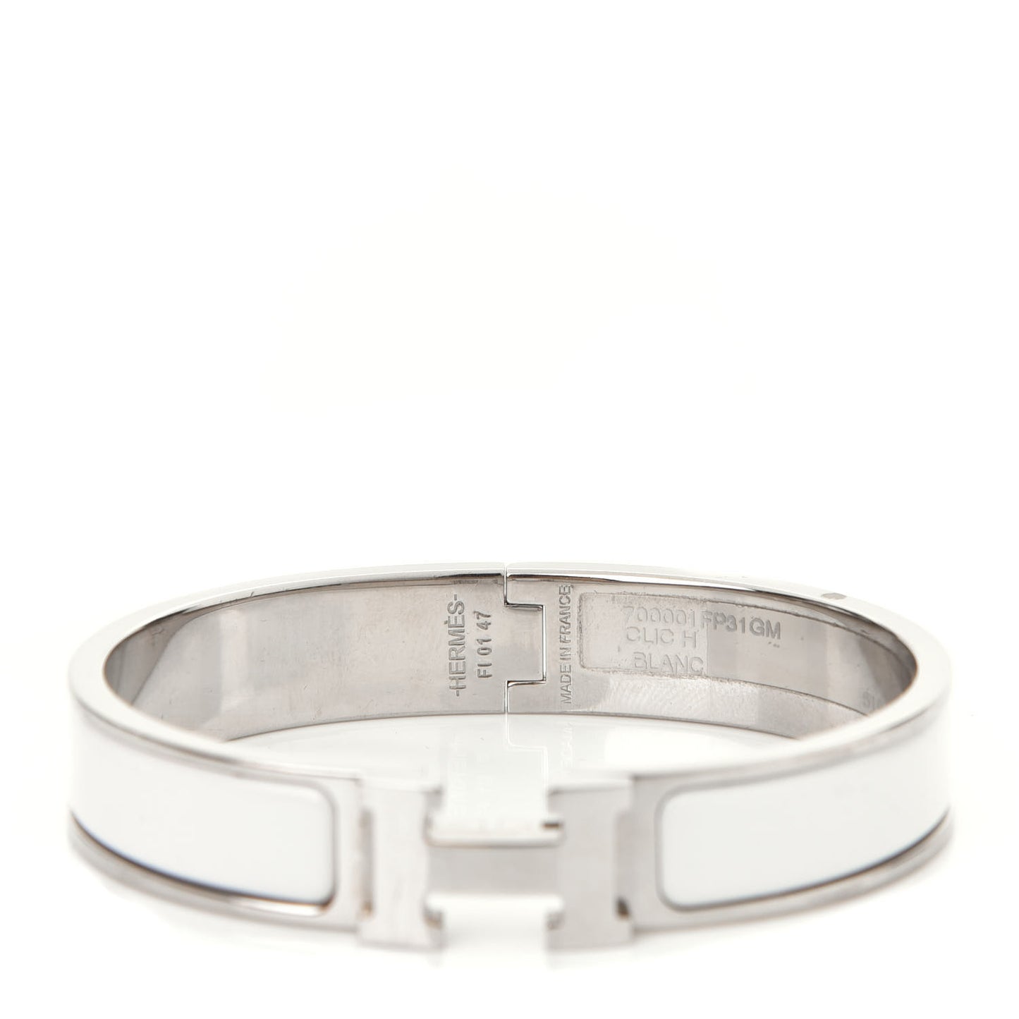 Enamel Narrow Clic Clac H Bracelet GM White