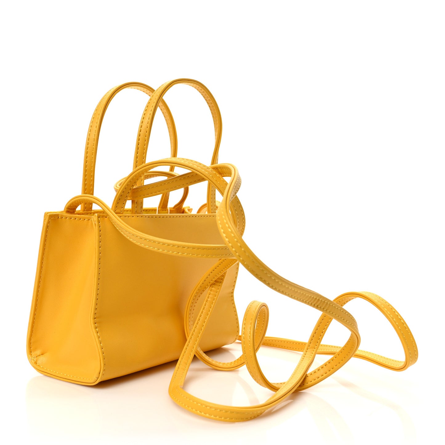 Vegan Leather Small Shopping Bag Yellow