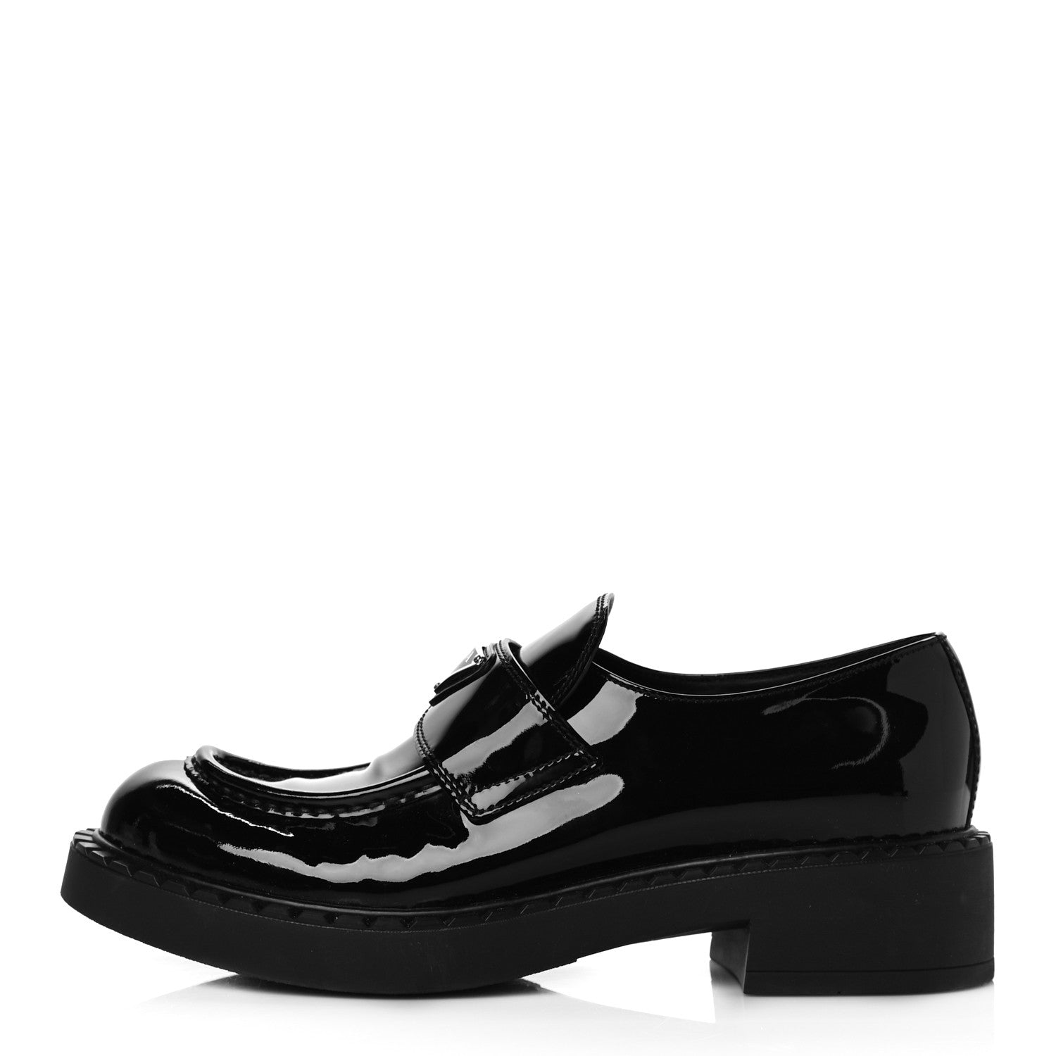 Prada Vernice Triangle 50mm Loafers 39.5 Black 1 of 9