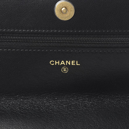 Chanel Shiny Goatskin Quilted 19 Wallet On Chain WOC Black 6 of 13