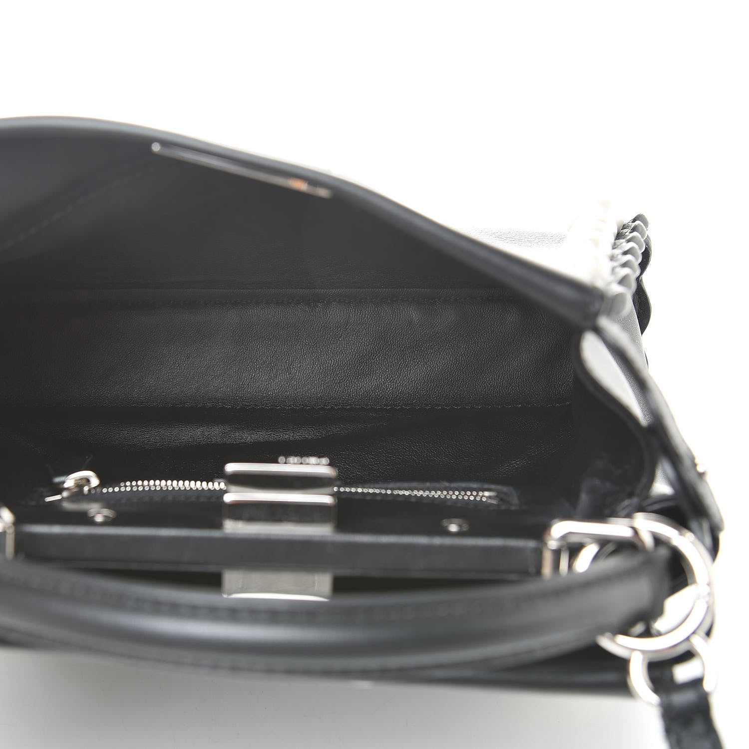 Fendi Vitello Seta Shiny Nappa Pearl Scallopped Studded Mini Peekaboo Iconic Satchel Black 5 of 13