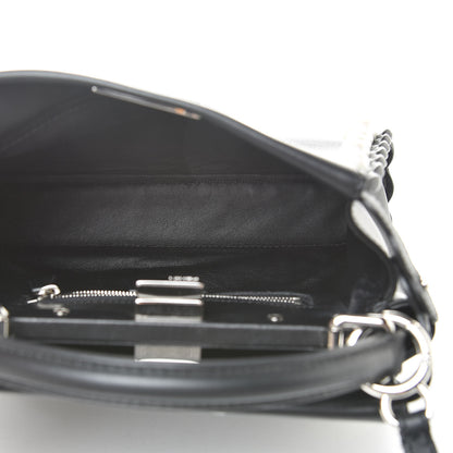 Fendi Vitello Seta Shiny Nappa Pearl Scallopped Studded Mini Peekaboo Iconic Satchel Black 5 of 13