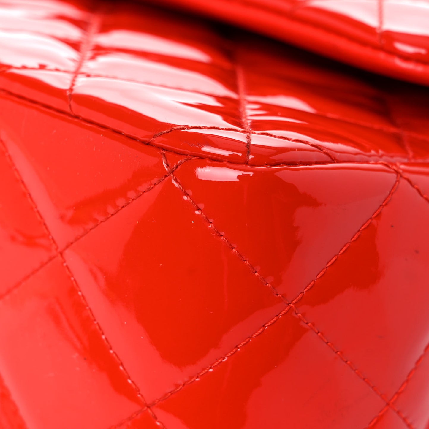 Patent Quilted Jumbo Double Flap Red