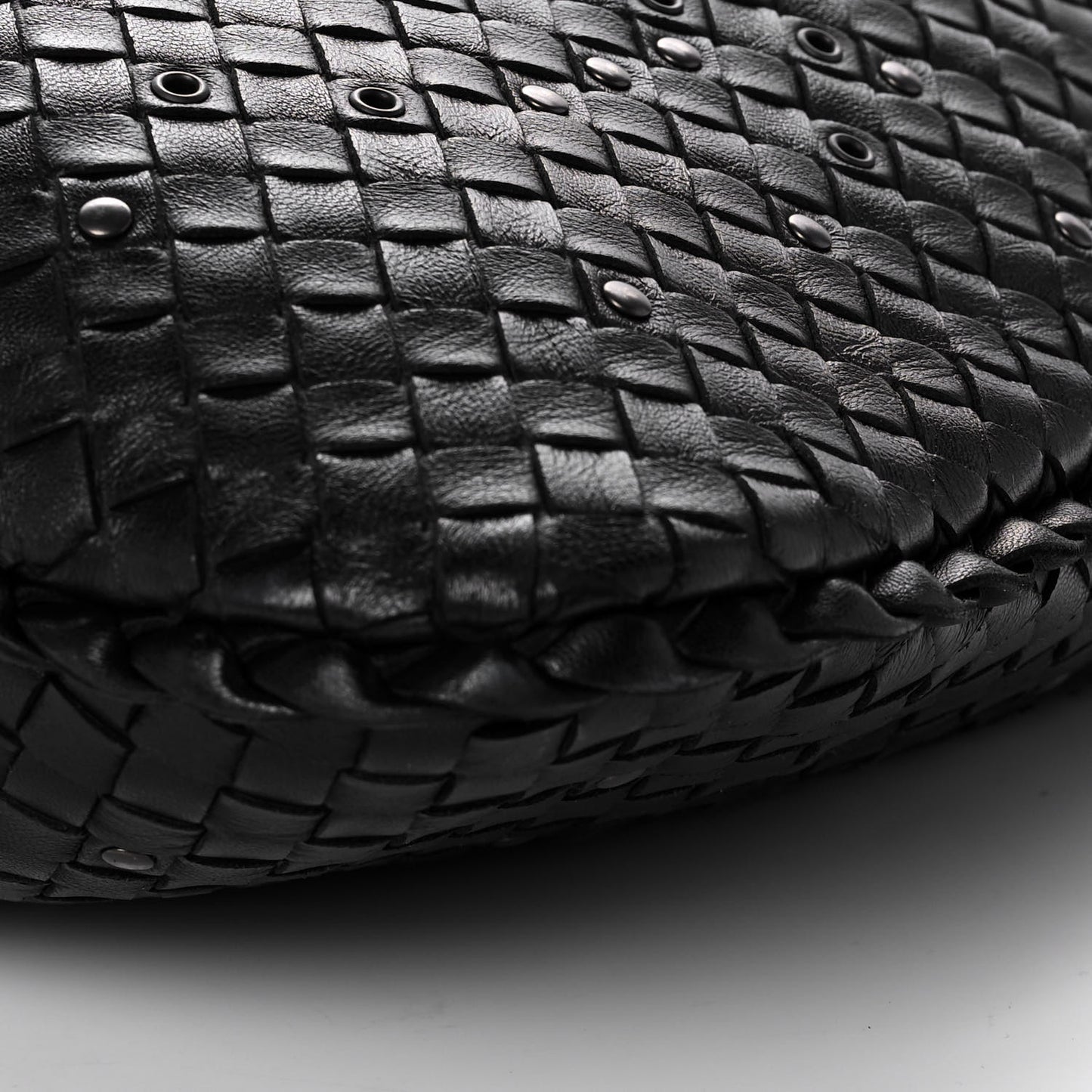 Nappa Intrecciato Studded Large Veneta Hobo Black