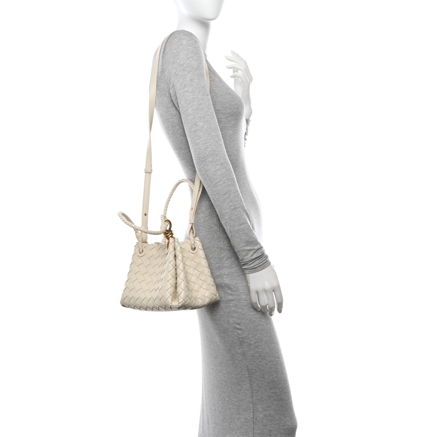 Nappa Intrecciato Small Parachute Shoulder Bag Sea Salt