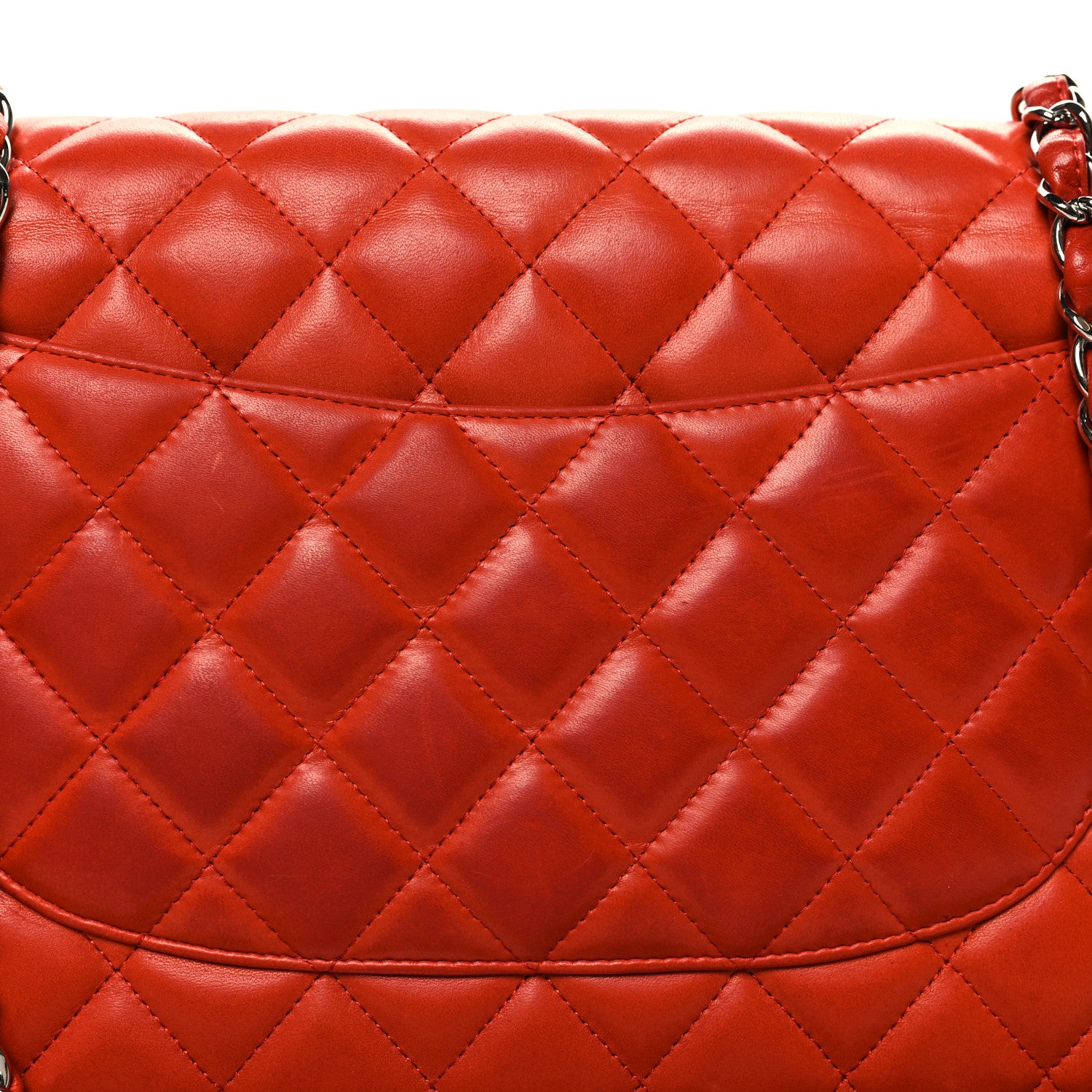 Chanel Lambskin Quilted Jumbo Double Flap Red 11 of 13