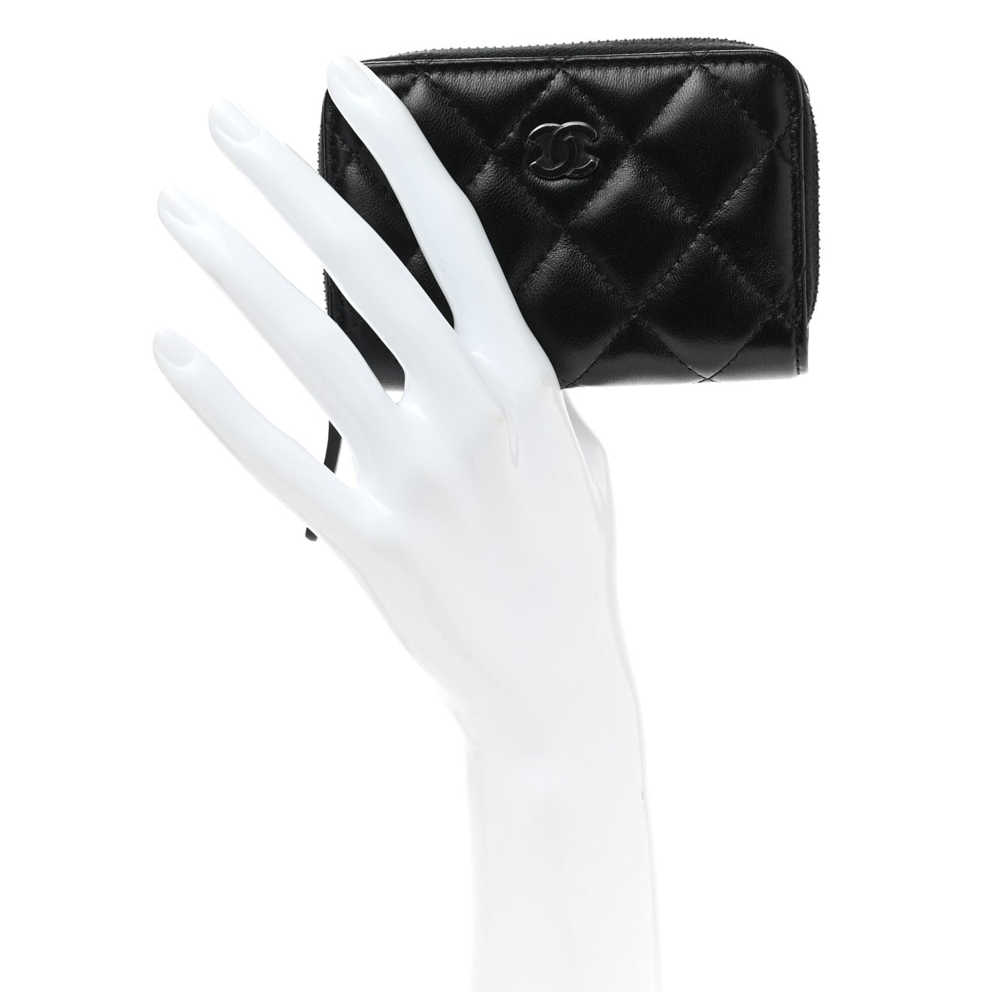 Lambskin Quilted Zip Coin Purse So Black