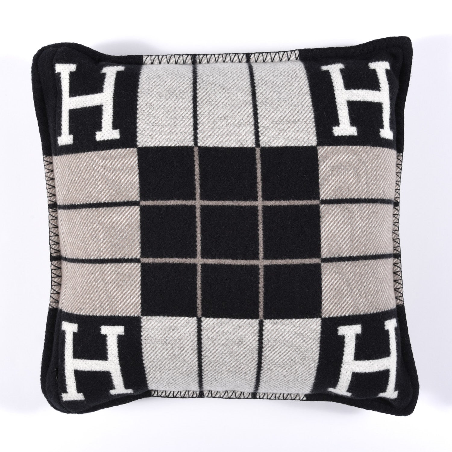 Hermes Wool Cashmere Avalon III Pillow PM Ecru Black 2 of 6