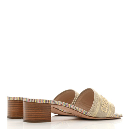 Christian Dior Lurex Romance Embroidered Dway 40mm Slide Sandals 39.5 Metal Multicolor 4 of 11