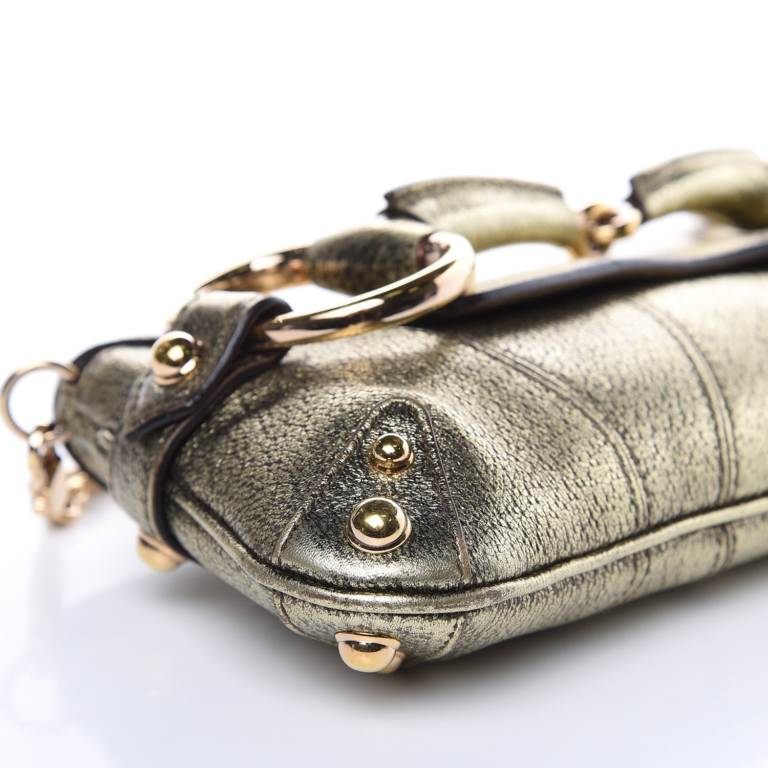 Gucci Calfskin Small Horsebit Chain Clutch Gold 9 of 10