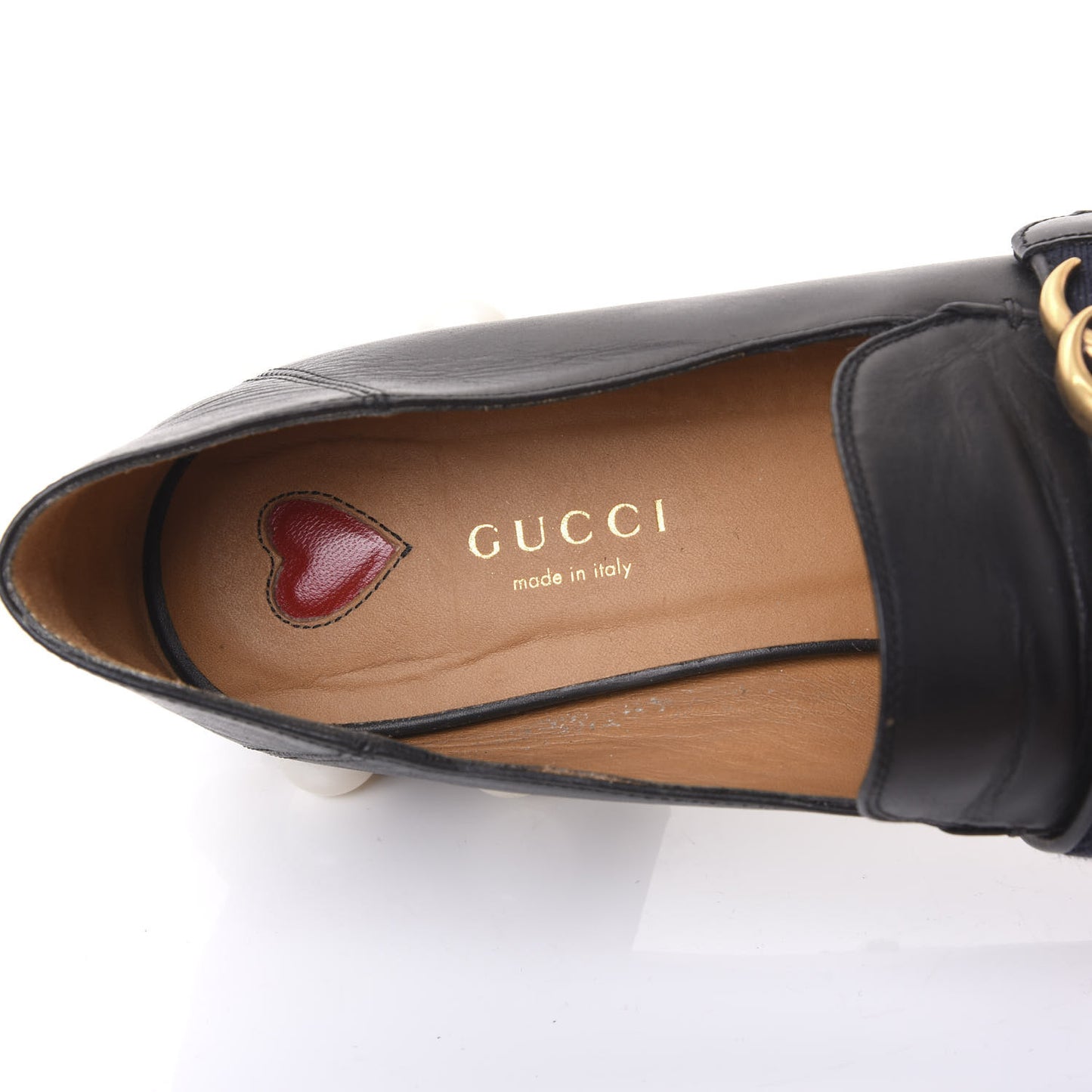 Betis Glamour Calfskin Web Pearl Embellished Peyton 35mm Loafer Pumps 37 Black