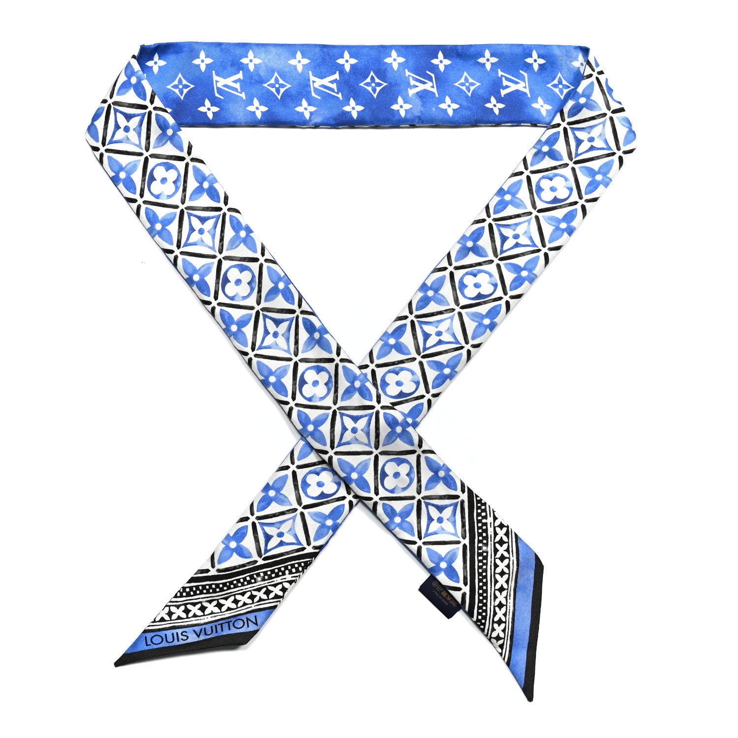 Louis Vuitton Silk Monogram Flower Tile BB Bandeau Blue Blue 1 of 3