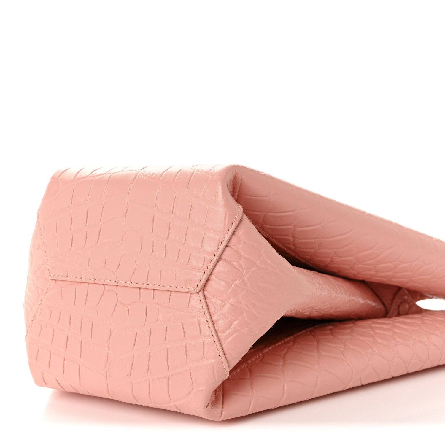 Bottega Veneta Calfskin Crocodile Embossed Doll Top Handle Bag Peachy 10 of 10