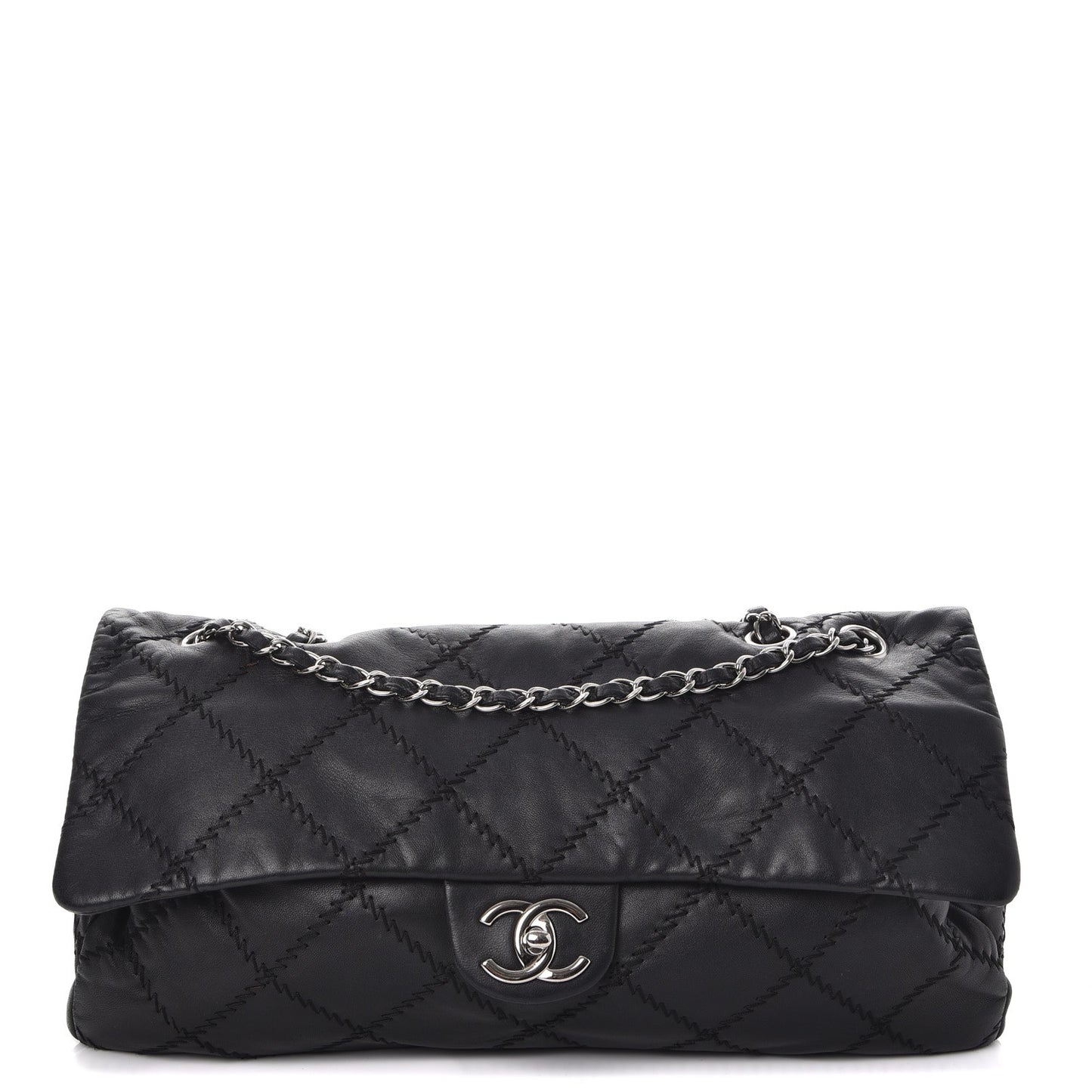 Lambskin Ultimate Stitch Maxi Flap Black