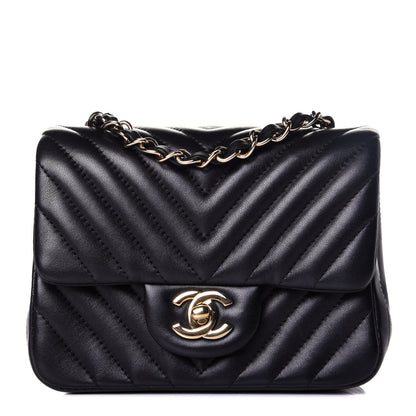Chanel Lambskin Chevron Quilted Mini Square Flap Black 1 of 10