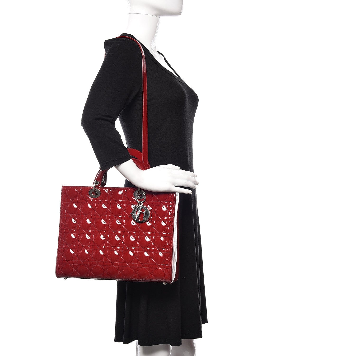 Christian Dior Patent Cannage Large Lady Dior Red 2 of 11