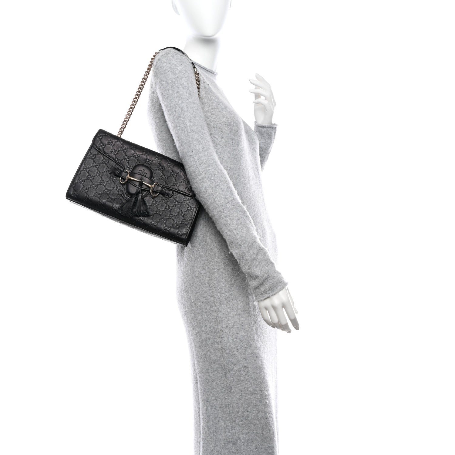 Gucci Guccissima Medium Emily Chain Shoulder Bag Black 2 of 13