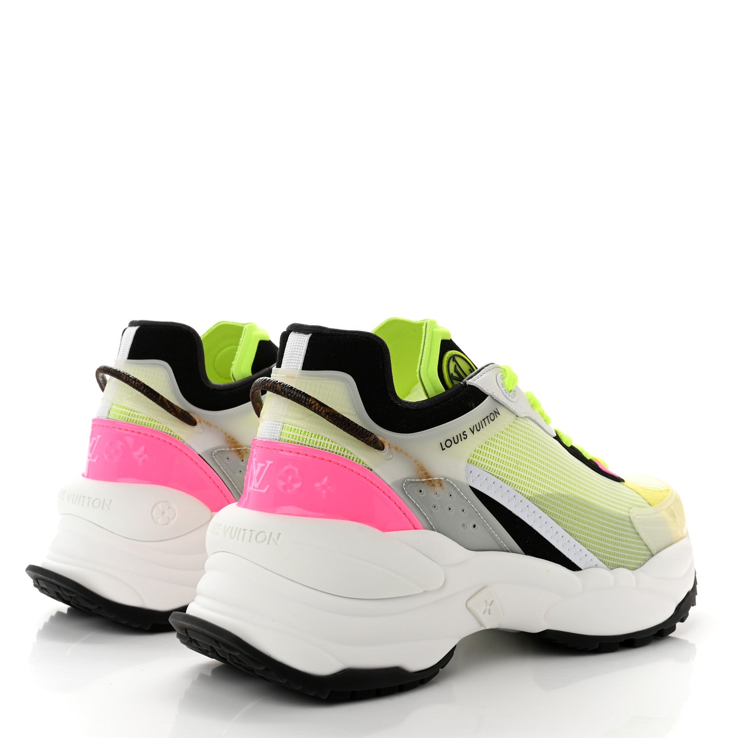 Louis Vuitton Monogram Calfskin Run 55 Sneakers 36 Pink White Yellow 4 of 10