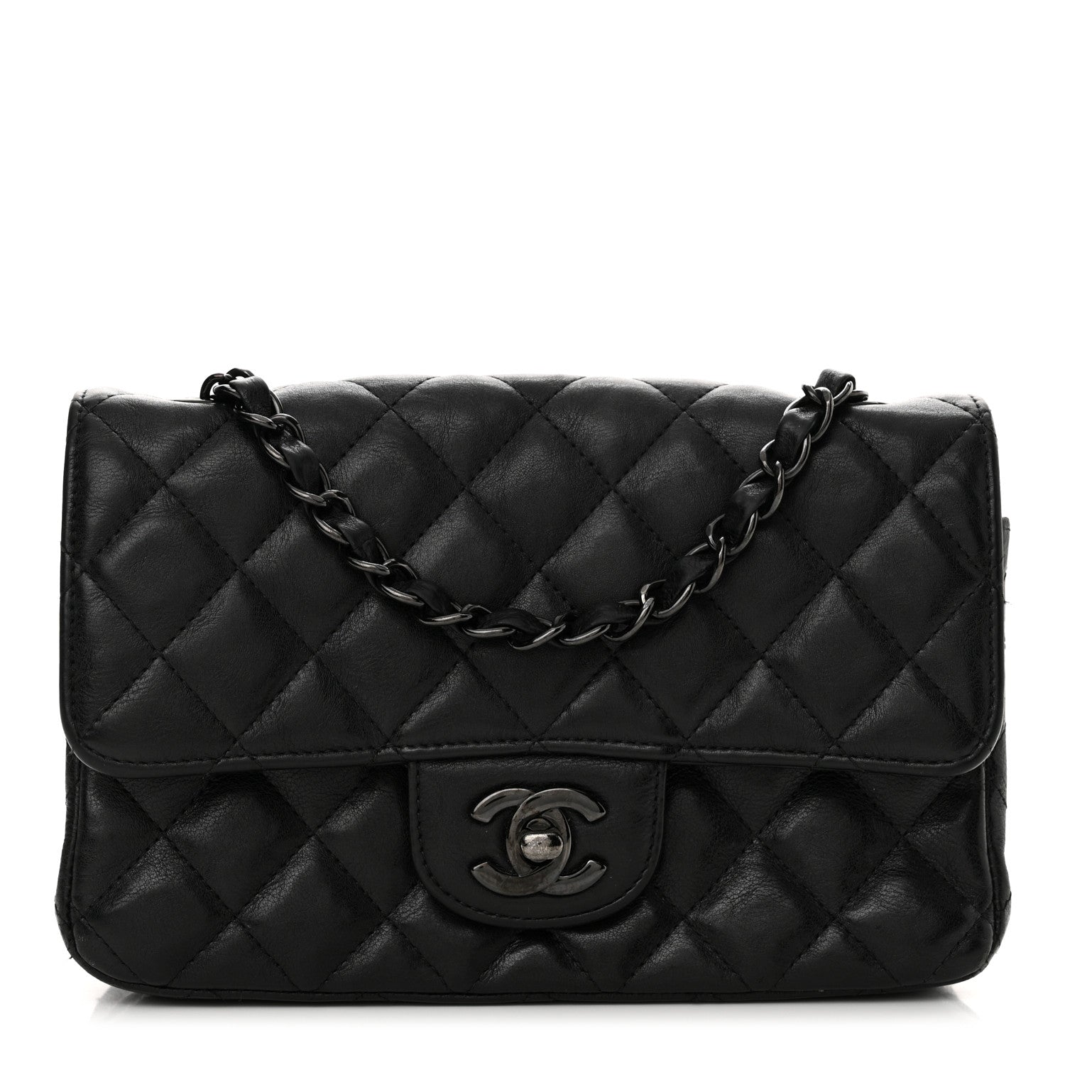 Chanel Crumpled Calfskin Quilted Mini Rectangular Flap So Black 1 of 14