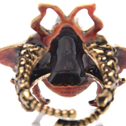 Gucci Metal Enamel Bee Ring 7.25 Aged Gold 3 of 3