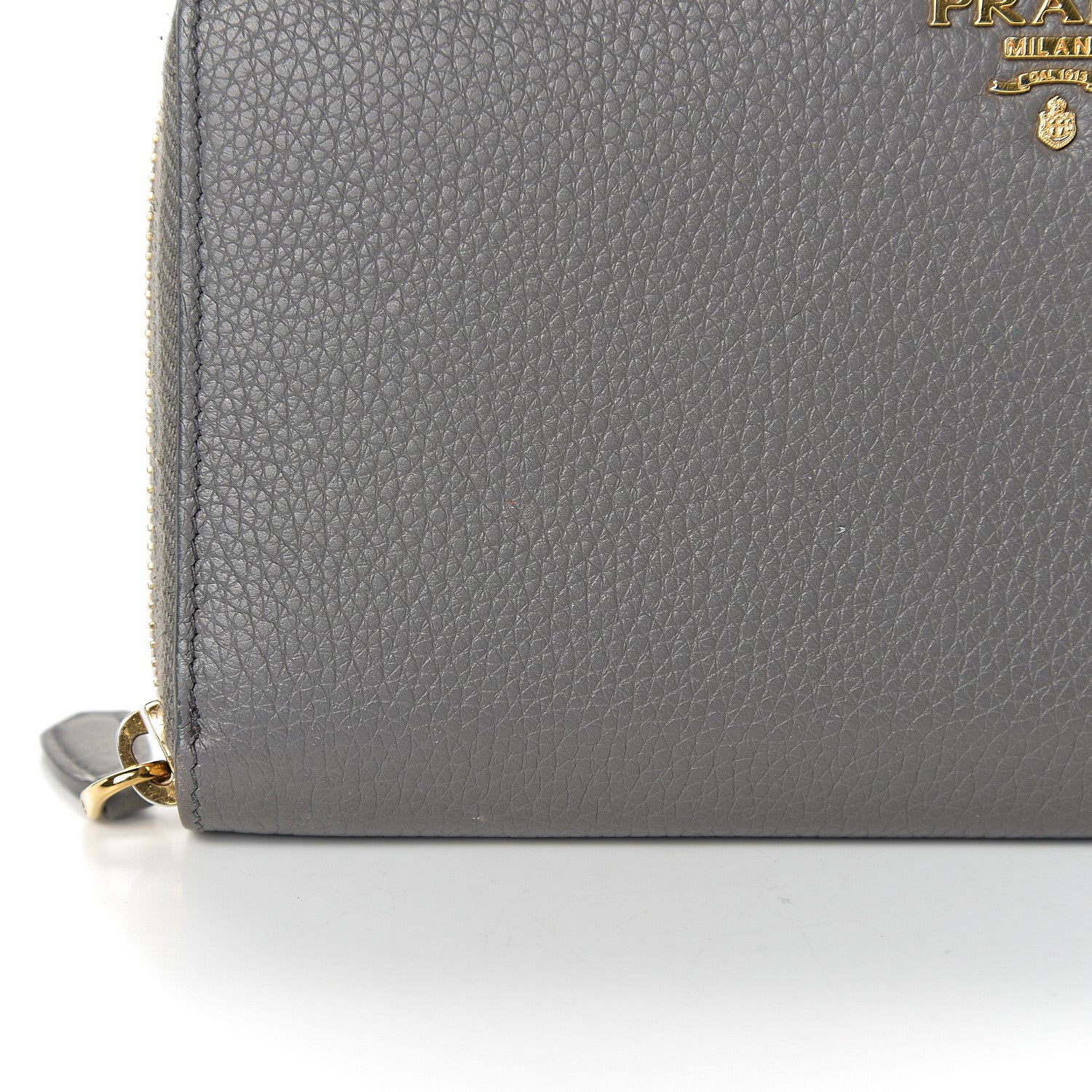 Prada Vitello Daino Zip Around Wallet Marmo Cobalto 8 of 10