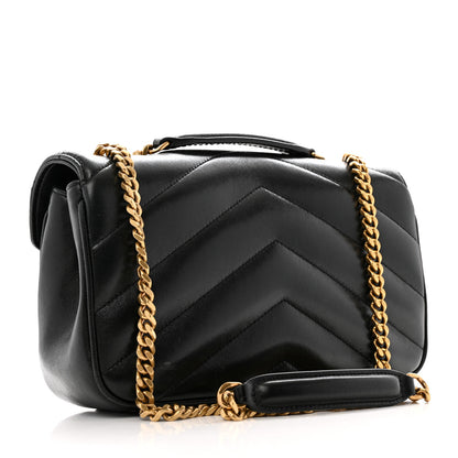 Saint Laurent Lambskin Chevron Quilted Small Loulou Black 4 of 14