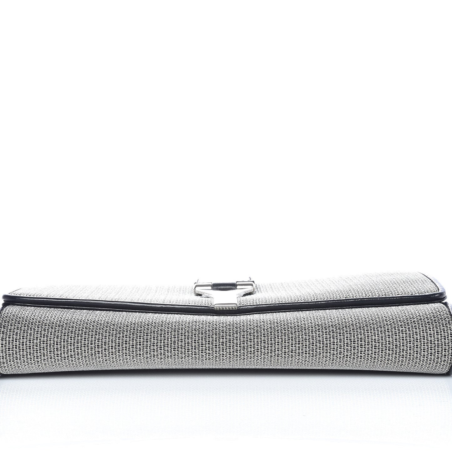 Metallic Mesh Calfskin Classic Y Ligne Clutch Silver Black