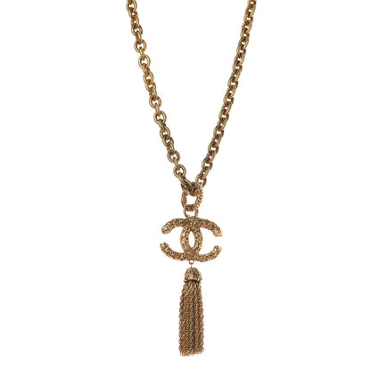Chanel Textured Etruscan CC Tassel Necklace Gold 1 of 5