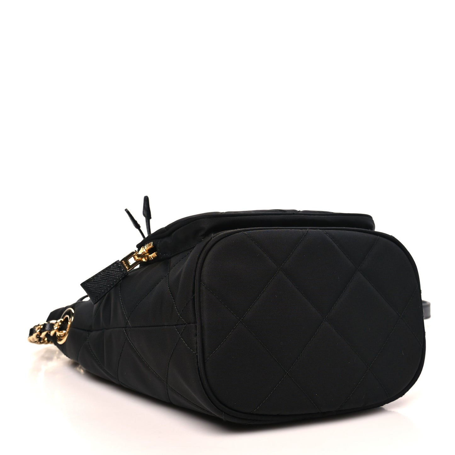 Re-Nylon Saffiano Stitched Duet Bucket Bag Black