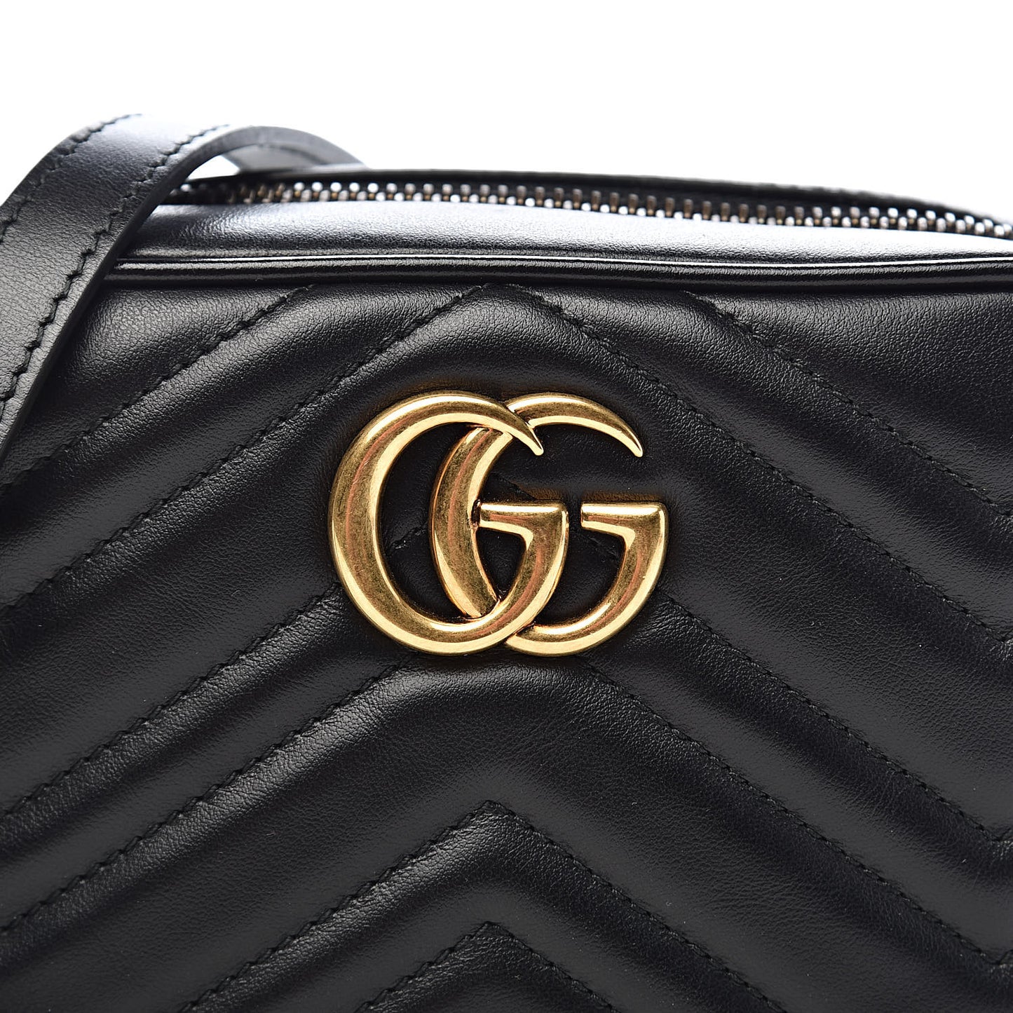 Calfskin Matelasse Mini GG Marmont Chain Shoulder Bag Black