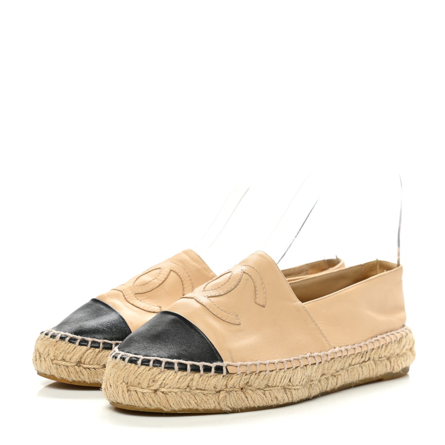 Lambskin CC Espadrilles 37 Beige Black