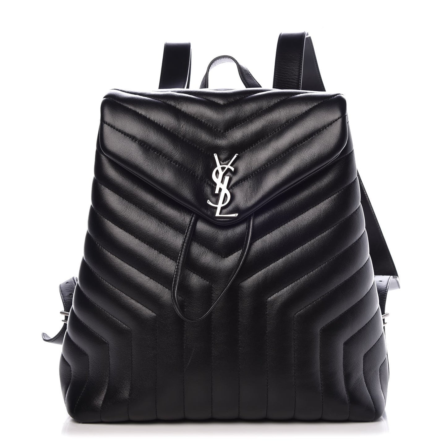 Calfskin Y Quilted Monogram Medium Loulou Backpack Black