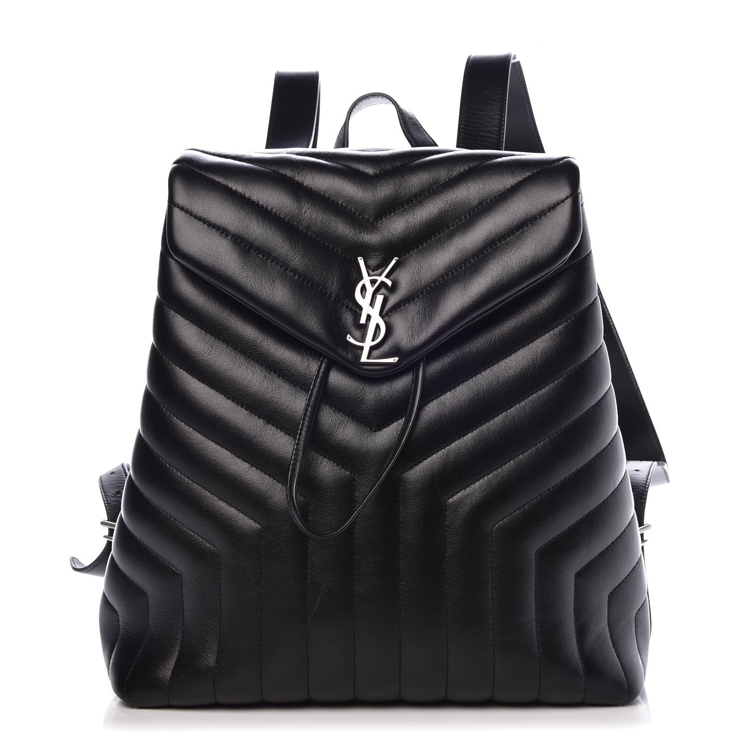 Saint Laurent Calfskin Y Quilted Monogram Medium Loulou Backpack Black 1 of 9