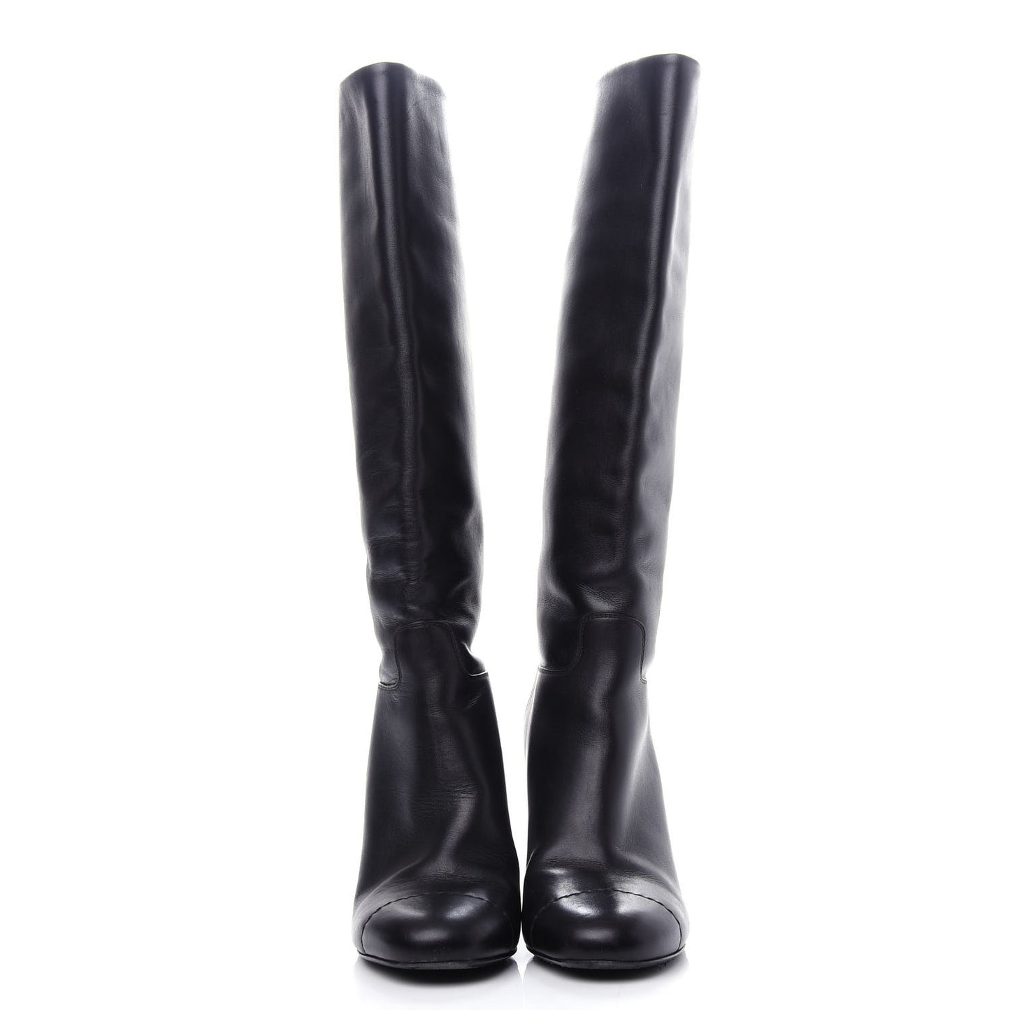 Calfskin CC Knee High Boots 37.5 Black