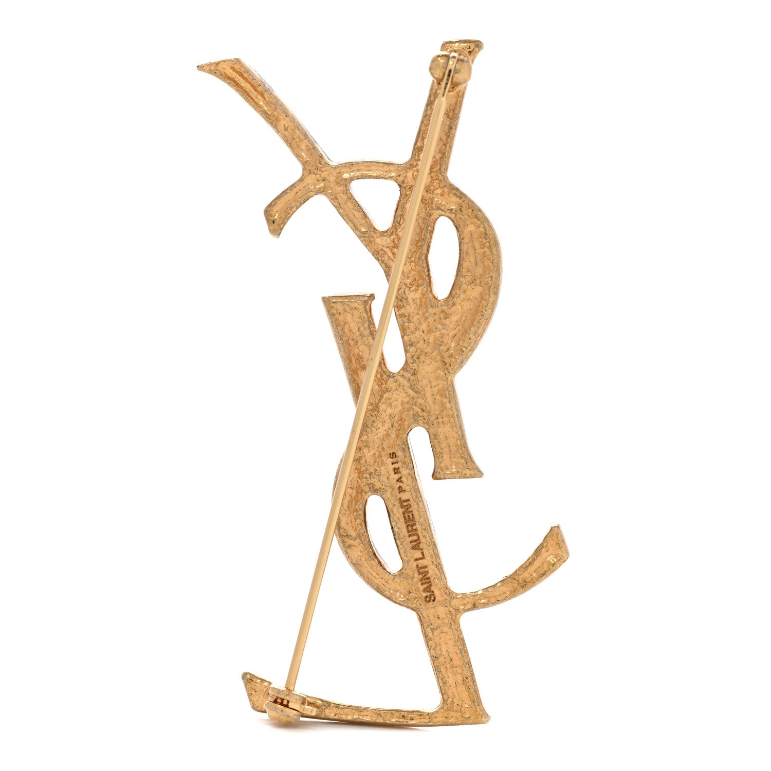 Saint Laurent Monogram Crocodile Opyum Brooch Gold 3 of 5