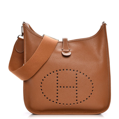 Hermes Taurillon Clemence Evelyne III PM Gold 1 of 9