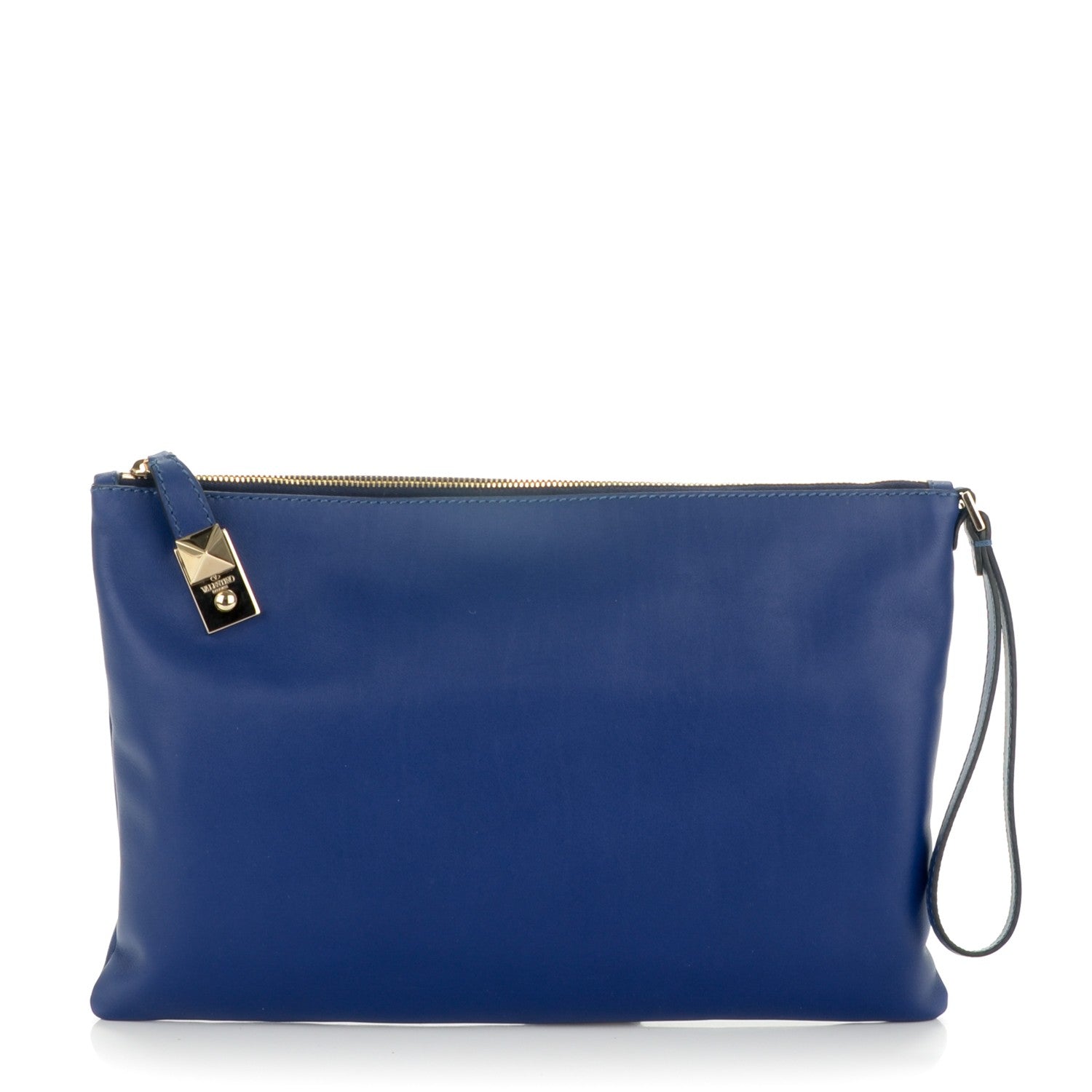 Valentino Garavani Calfskin Zip Wristlet Pouch Blue 1 of 6