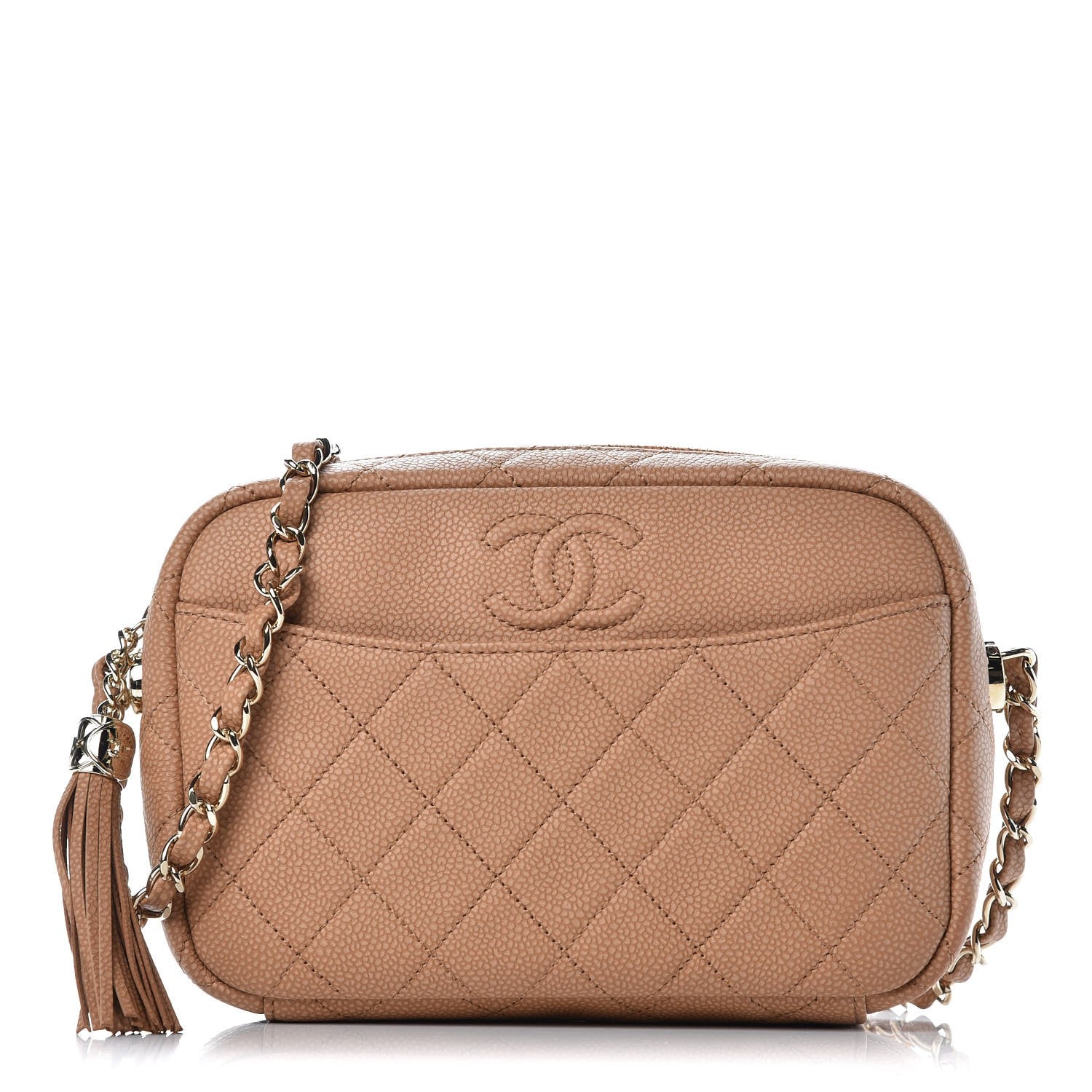 Chanel Caviar Quilted Coco Tassel Camera Case Beige 2 of 13