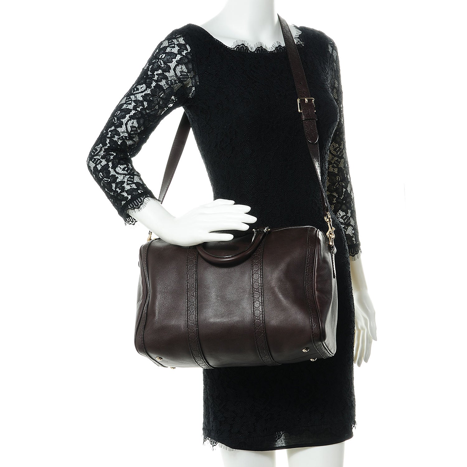 Gucci Calfskin Microguccissima Trim Medium Boston Brown 2 of 8