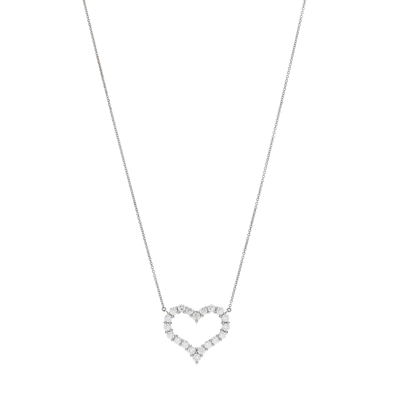 Tiffany Platinum Diamond 1.96ctw Heart Pendant Necklace 1 of 4