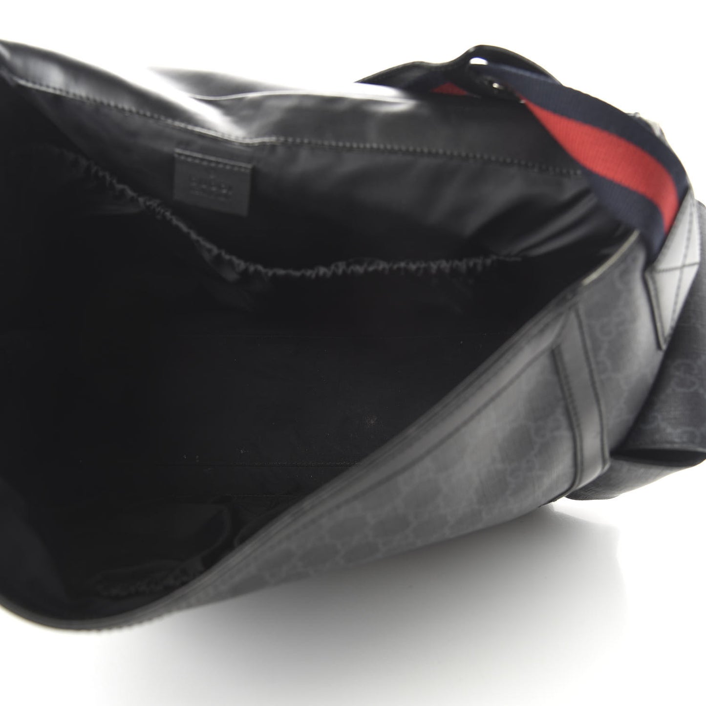 GG Supreme Monogram Web Messenger Diaper Bag Black Grey