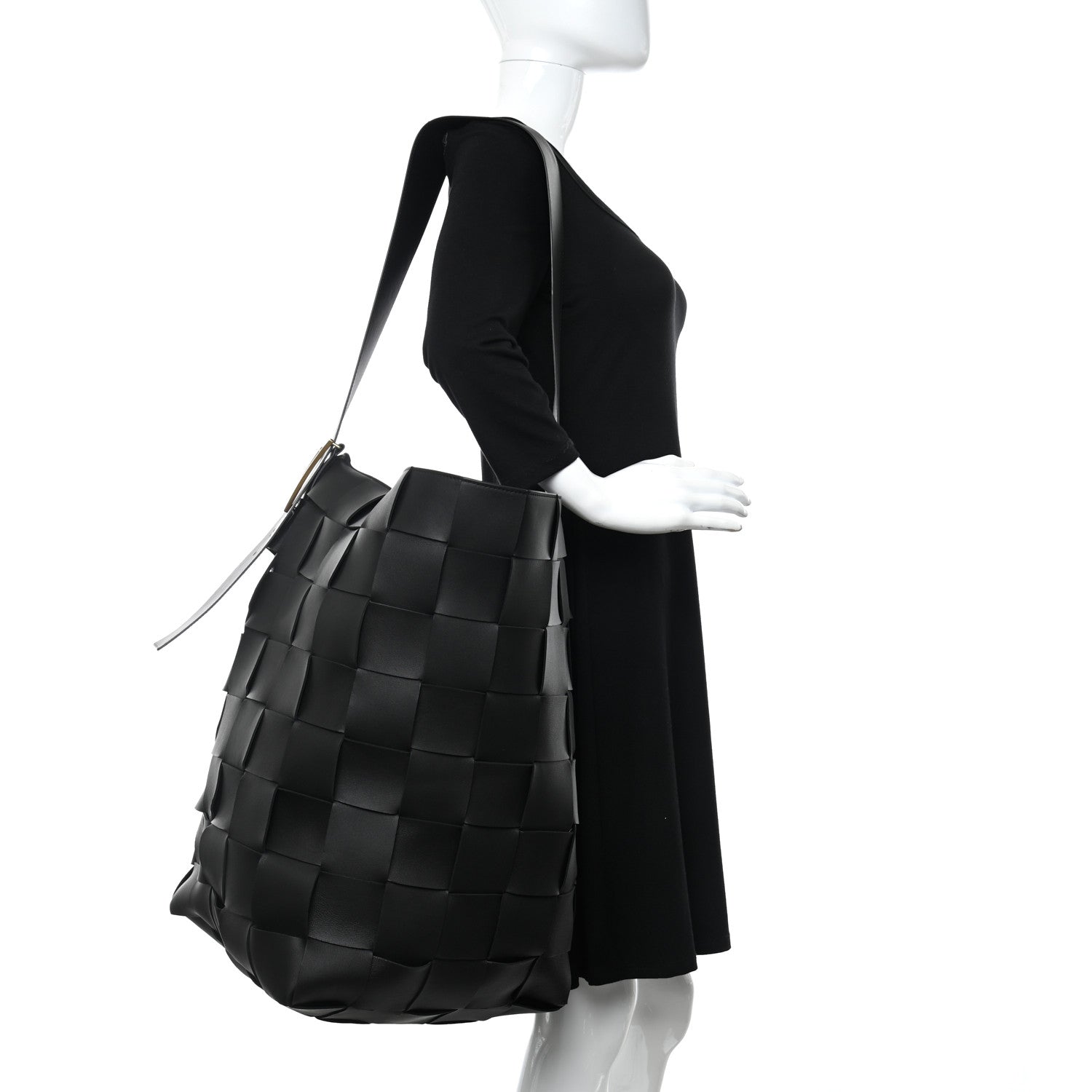 Bottega Veneta Nappa Maxi Intreccio Large Shoulder Bag Black 3 of 5
