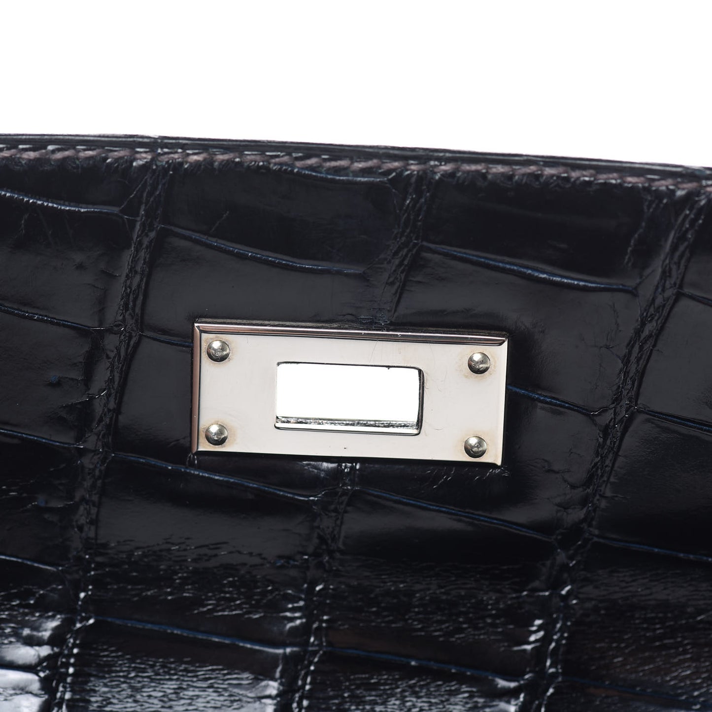 Shiny Niloticus Crocodile Kelly Sellier 28 Bleu Marine