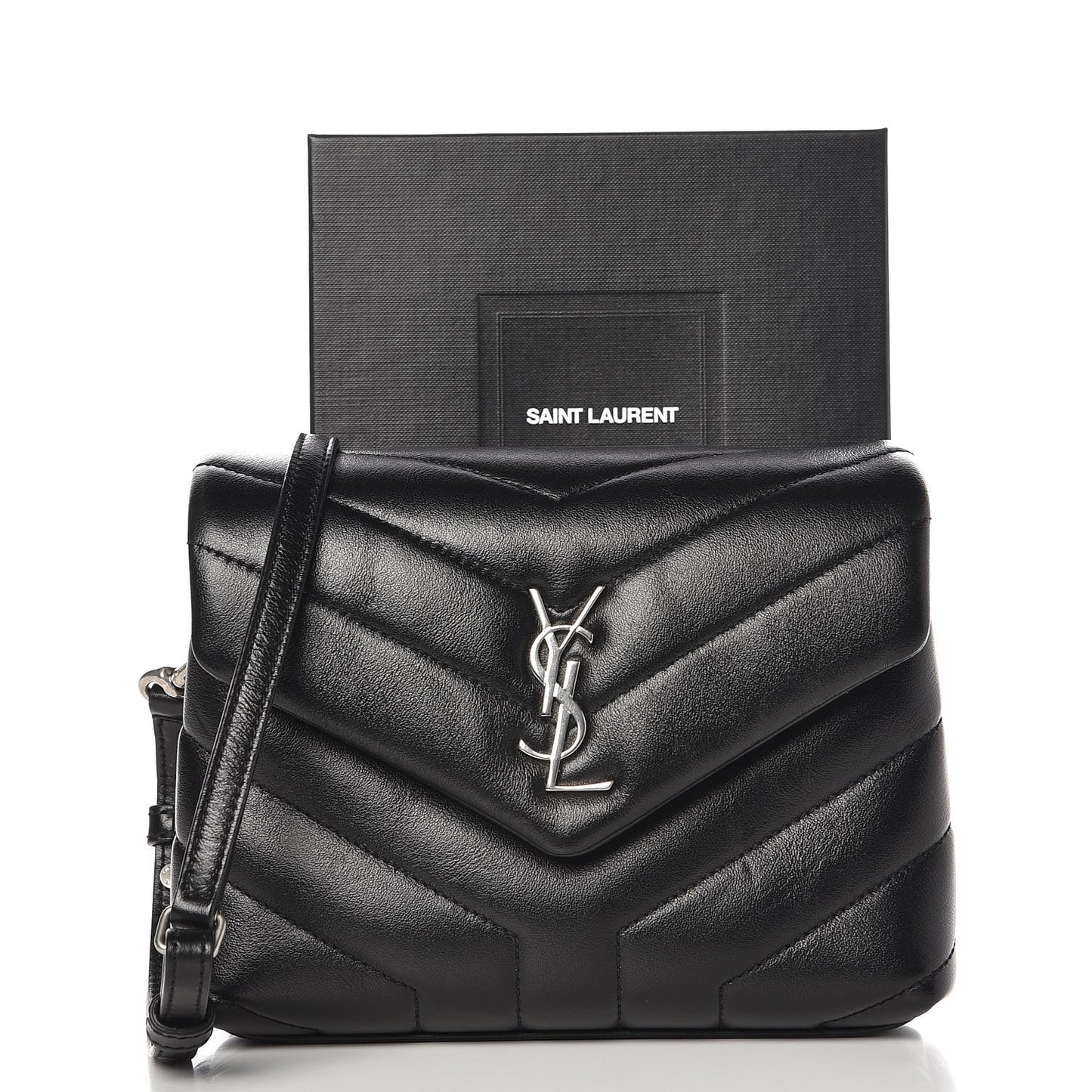 Calfskin Y Quilted Monogram Toy Loulou Crossbody Bag Black