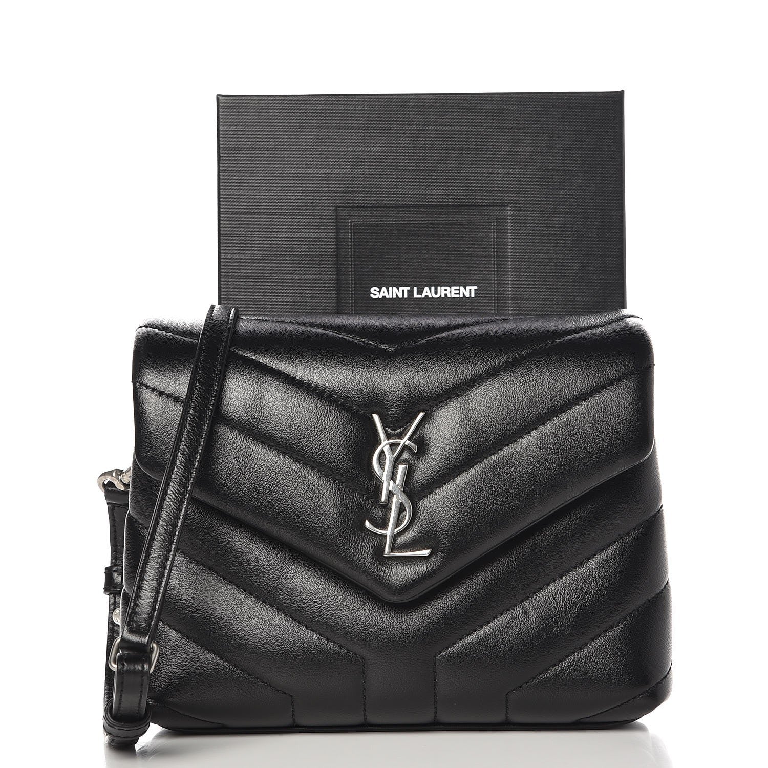Saint Laurent Calfskin Y Quilted Monogram Toy Loulou Crossbody Bag Black 8 of 8