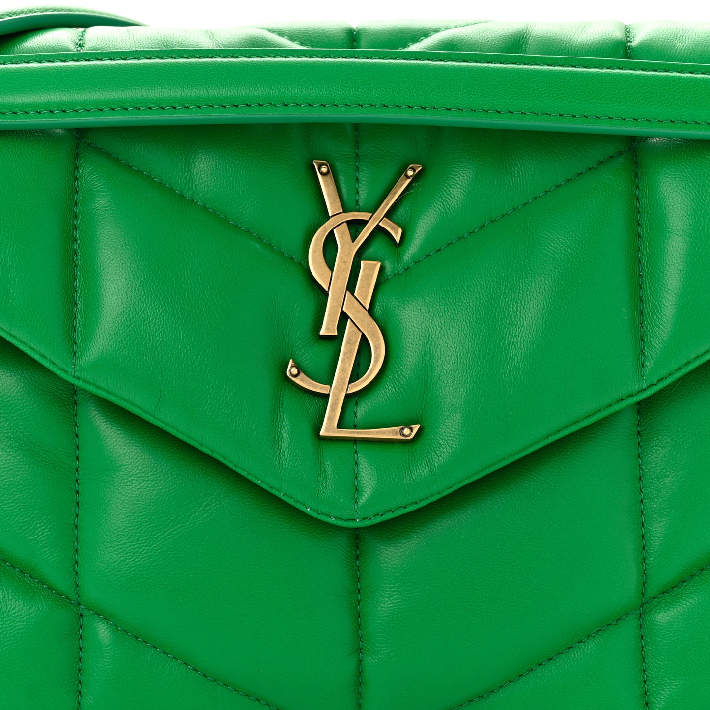 Lambskin Quilted Small Loulou Puffer Monogram Chain Satchel New Vert