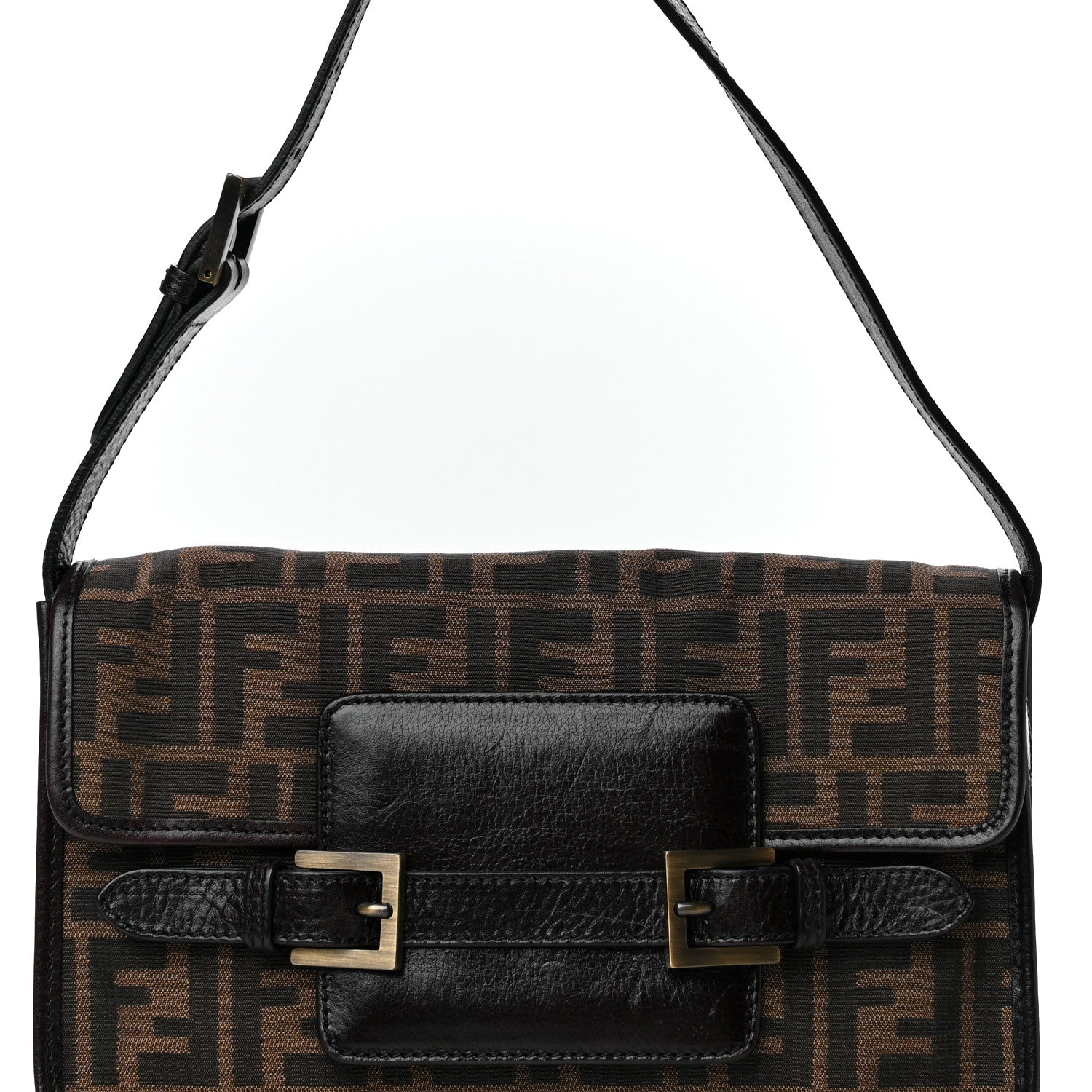 Fendi Zucca Calfskin Shoulder Bag Tobacco 8 of 19