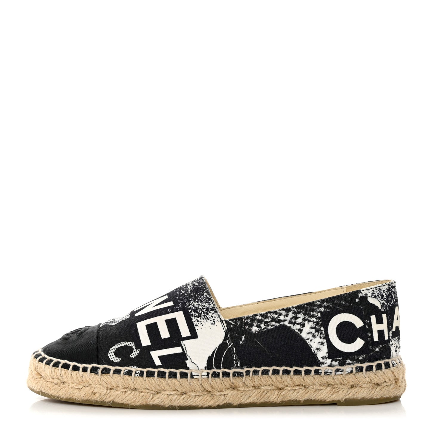 Printed Canvas Grosgrain 31 Rue Cambon Espadrilles 38 Black White