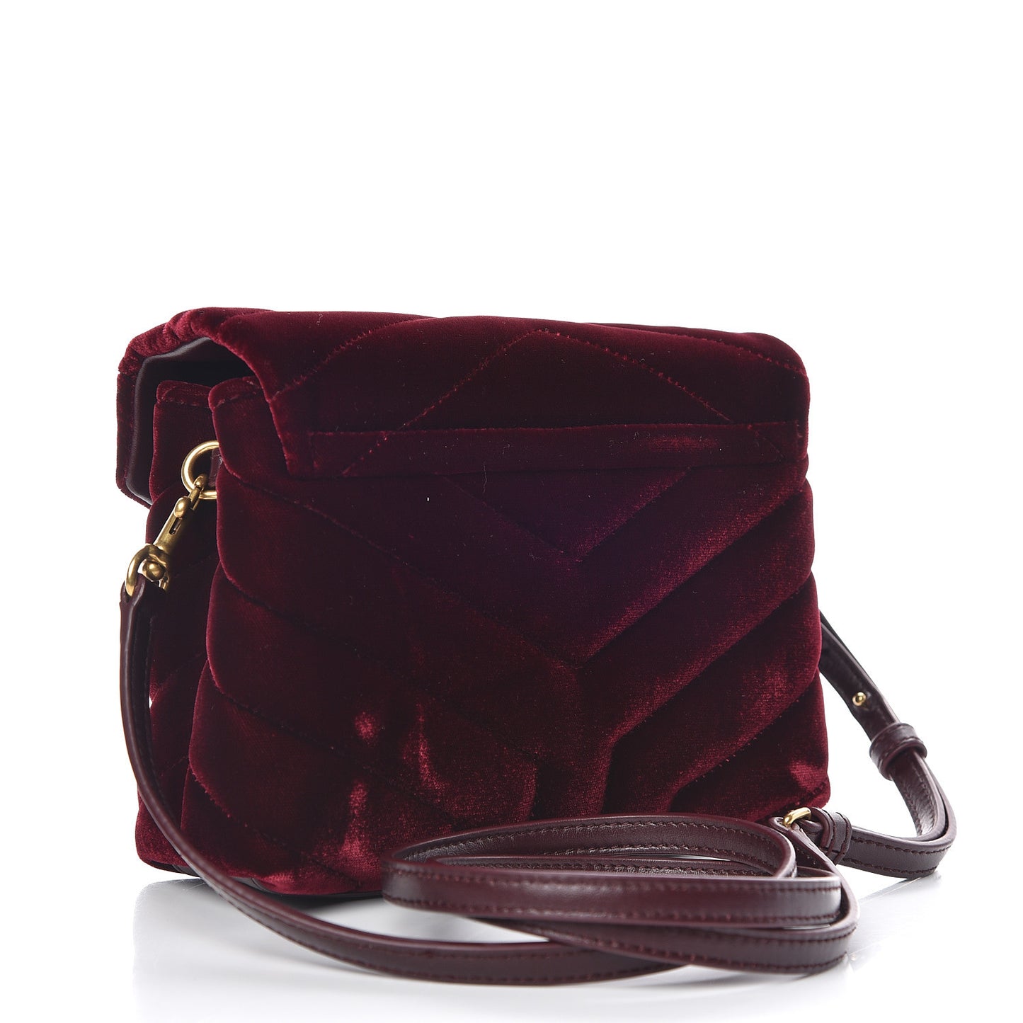 Velvet Y Quilted Monogram Toy Loulou Crossbody Bag French Burgundy
