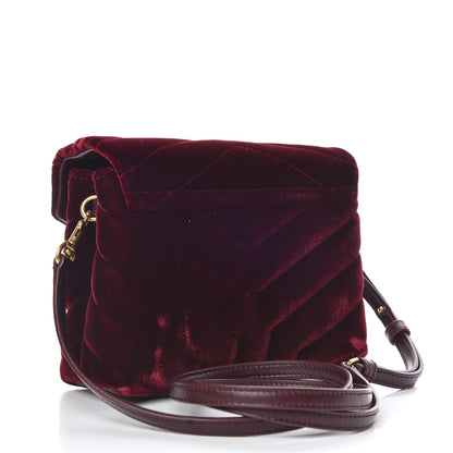 Saint Laurent Velvet Y Quilted Monogram Toy Loulou Crossbody Bag French Burgundy 3 of 9